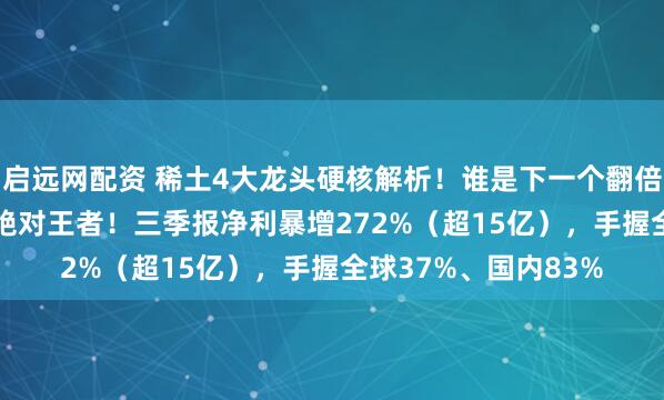 启远网配资 稀土4大龙头硬核解析！谁是下一个翻倍王？1. 北方稀土：绝对王者！三季报净利暴增272%（超15亿），手握全球37%、国内83%